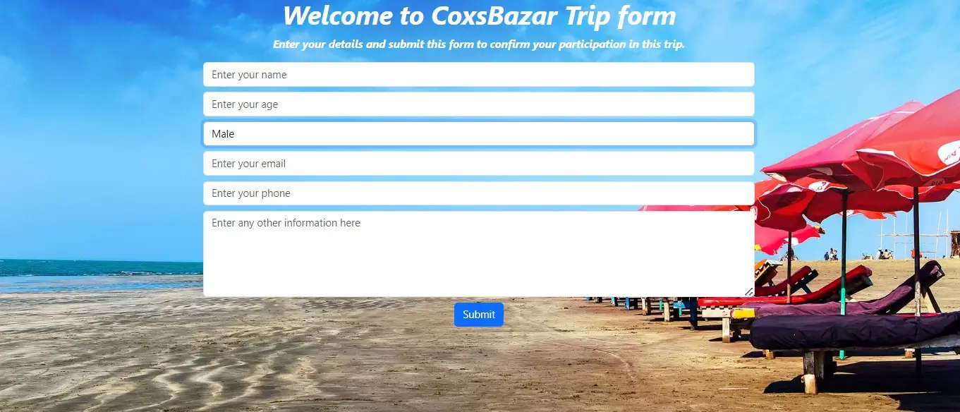 CoxsBazar travel form by Tanvir